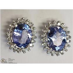 #35-14KT WHITE GOLD TANZANITE & DIAMOND EARRINGS