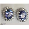 Image 1 : #35-14KT WHITE GOLD TANZANITE & DIAMOND EARRINGS