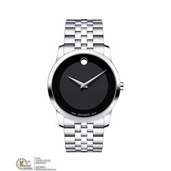 #38-MOVADO STAINLESS STEEL BLACK FACE MEN'S WATCH