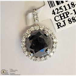 #47-14KT WHITE GOLD BLACK & WHITE DIAMOND PENDANT