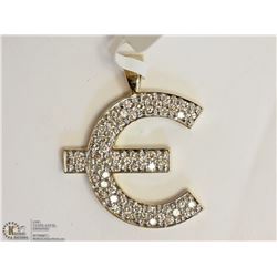 #49-14KT YELLOW GOLD DIAMOND EURO SHAPE PENDANT