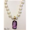 Image 1 : #50-14KT Y.GOLD AMETHYST PENDANT&PEARL NECKLACE