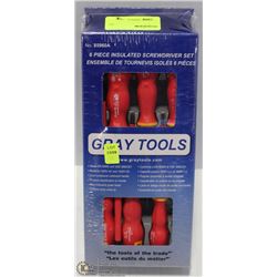6 PIECE GRAY TOOLS ELECTRICAIN SCREWDRIVER SET