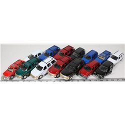 FLAT OF DIE CAST PULL BACK SUV'S (14QTY)