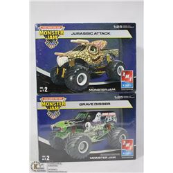 LOT OF 2 MONSTER JAM MONSTER TRUCKS INCL GRAVE