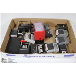 FLAT WITH 14 DIFFERENT INK STAMPS AND INK PAD