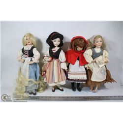 BOX OF 4 PORCELAIN DOLLS