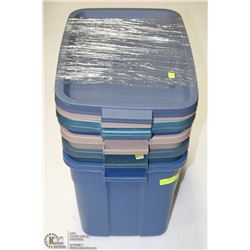 SET OF 4 RUBBERMAID ROUGHNECK STORAGE