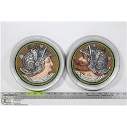 SET OF 2 GERMAN STYLE CERAMIC WALL HANGINGS