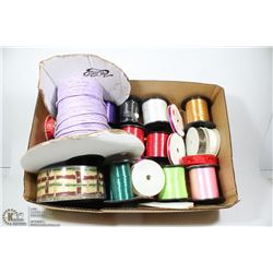 BOX FULL OF ARTS/CRAFTS RIBBONS AND ROPE