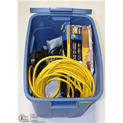 TOTE OF HEAVY DUTY EXTENSION CORDS, JACK, POWER