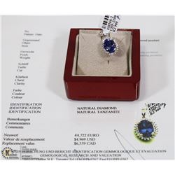 14KT WHITE GOLD TANAZANITE & DIAMOND PENDANT W