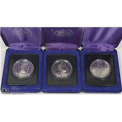 THREE CANADIAN ONE DOLLAR COINS INCL 1975,