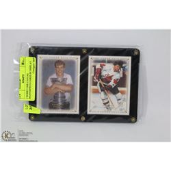 2 BOBBY ORR CANVAS MASTERPIECE CARDS IN DISPLAY