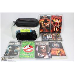 LOT WITH SONY PSP CONSOLE AND 1 GAME & 6 MOVIES