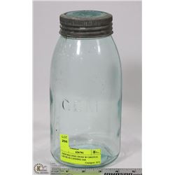 GEM MALTESE CROSS W/ ORIGNAL LID BLUE CANNING JAR