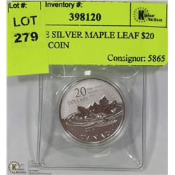 2012 FINE SILVER MAPLE LEAF $20 DOLLAR COIN