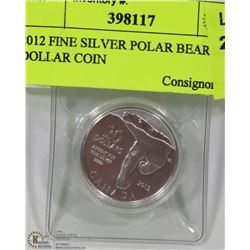 2012 FINE SILVER POLAR BEAR $20 DOLLAR COIN
