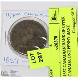 1857 CANADIAN BANK OF UPPER CANADA ONE PENNY BANK