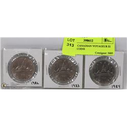 LOT OF 3 CANADIAN VOYAGEUR $1 DOLLAR COINS