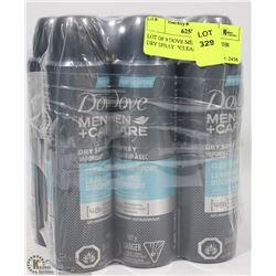 LOT OF 9 DOVE MENS CARE 48HR DRY SPRAY  "CLEAN