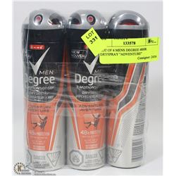 LOT OF 6 MENS DEGREE 48HR DRYSPRAY "ADVENTURE"