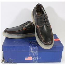 SOLO MENS CHRIS SLIP-ON LACE-UP LEATHER LOAFERS