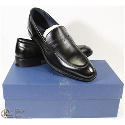 NEW JOSEPH ABBOUD BLACK LEATHER SLIP-ON SHOES