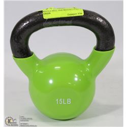 KETTLE BELL 15LB WEIGHT,LIGHT GREEN