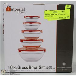IMPERIAL HOME 10 PC GLASS BOWL SET WITH LIDS