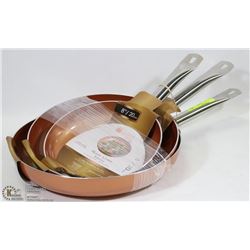 IMPERIAL HOME 3PC COPPER NON-STICK FRYING  PANS