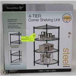 DIAMOND HOME 4 TIER STEEL CORNER SHELVING UNIT