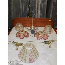 ESTATE FAUX STAIN GLASS LAMP AND SHADE SET