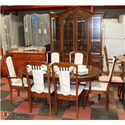 VINTAGE ESTATE TABLE WITH LEAF, 6 CHAIRS, BUFFET