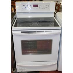 LG FLAT TOP 30" WHITE STOVE WITH WARMING STATION
