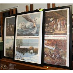 LOT OF 3 FRAMED PRINTS , INCL 1976 USA