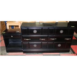 ESTATE BLACK 6 DRAWER DRESSER SOLD WITH NIGHT