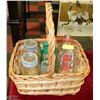 Image 1 : ESTATE BASKET WITH GLASS JARS, BARN LANTERN,