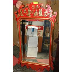 RED AND GOLD ASIAN DESIGN MIRROR