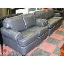 NEW 1496 GREY BONDED LEATHER SOFA  WITH LOVESEAT