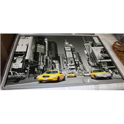 BLACK AND WHITE YELLOW ACCENTS FRAMED PICTURE