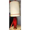 Image 1 : ESTATE RED CERAMIC WOOD BASE LAMP