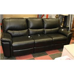 BLACK ELECTRIC RECLINING LEATHERETTE SOFA
