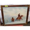 Image 1 : VINTAGE WINTER TRAPPER OIL PAINTING BY RON CARSON
