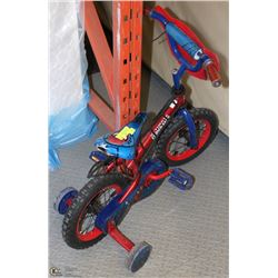 KIDS SPIDERMAN BIKE WITH CHAIN GUARD AND TRAINING