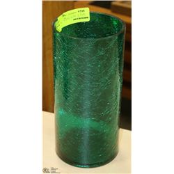 ESTATE GREEN CRACKLE GLASS VASE