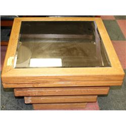 SQUARE WOODEN SIDE TABLE WITH MIRROR TOP 28X28X19