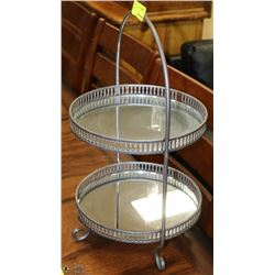 MIRRORED GLASS 2 TIER MINI SHELF DISPLAY