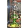 Image 1 : GREEN DEPRESSION GLASS COAL OIL LAMP