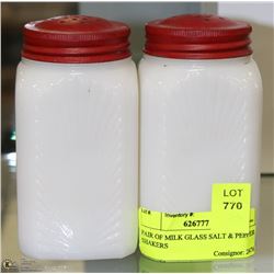 PAIR OF MILK GLASS SALT & PEPPER SHAKERS